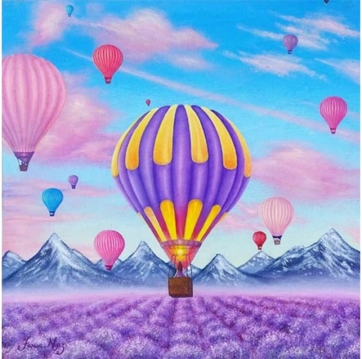 Diamantbroderi (diamond painting) – ballonflyvning 30 × 30 cm - 1 stk.