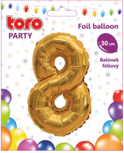 Folieballon tal 8, 30 cm, guld TORO