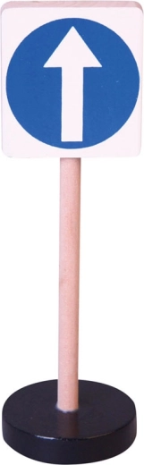 Trafikskilt i træ - påbudt ligeud kørsel