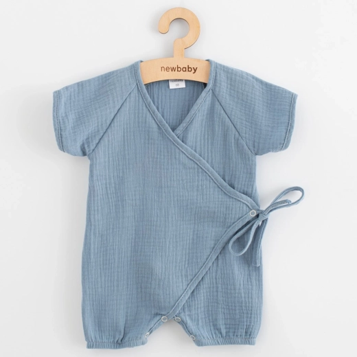 New Baby sommerheldragt i musselin til baby, blå