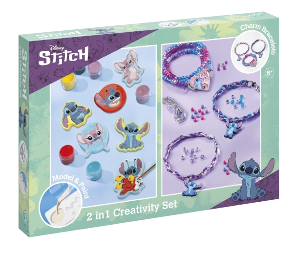 Kreativt sæt 2-i-1 DISNEY STITCH – fremstilling af armbånd og maling af gipsfigurer