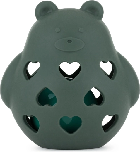 PETITE&MARS silikonelegetøj med rangle bamse Bear Basil misty green
