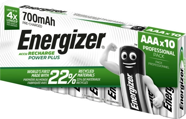 Energizer Power Plus genopladelige AAA-batterier 700 mAh, pakke med 10 stk.