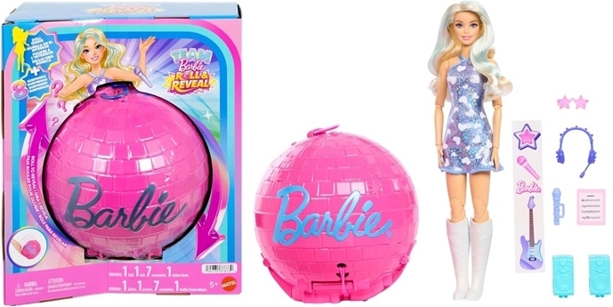 Barbie Team Roll and Reveal popstjerne – dukke i kugle med overraskelse