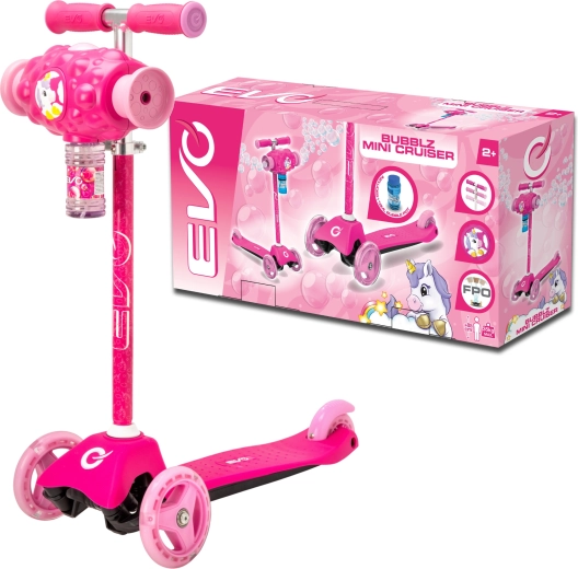 EVO børne-trehjulet løbehjul Bubblz Mini Cruiser med boblemaskine, pink