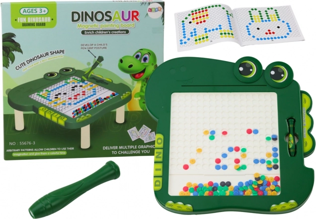 Magnetisk tavle pædagogisk Dinosaur - Grøn med perler