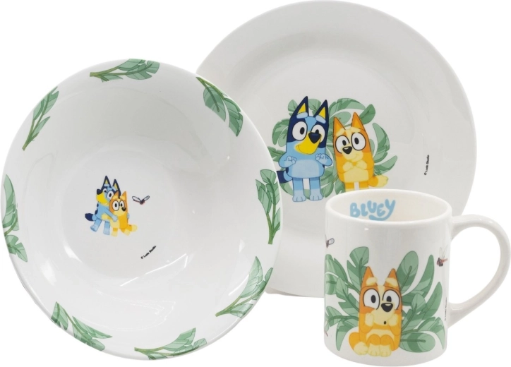 Bluey gavesæt med tallerken, skål og krus (3 dele)
