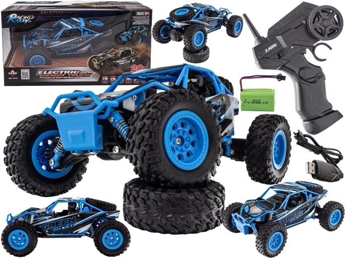 Radiostyret desert truck 4WD 2,4 GHz 1:24 blå - 1 stk.