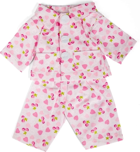 Bigjigs Toys lyserød pyjamas med hjerter og kirsebær til dukke 34 cm