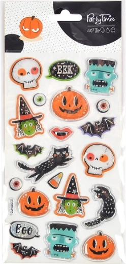 Gel-klistermærker med relief, Halloween-mix