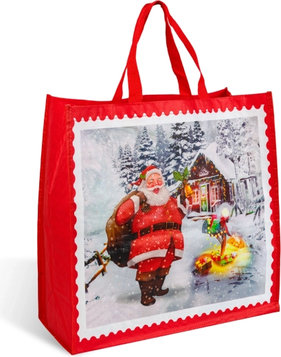 Julegavepose med Sankt Nikolaus, rød, 45 × 44 × 19 cm
