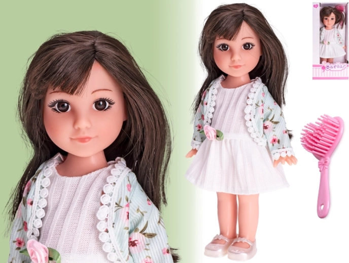 Modedukke 30 cm med solid plastkrop og kam