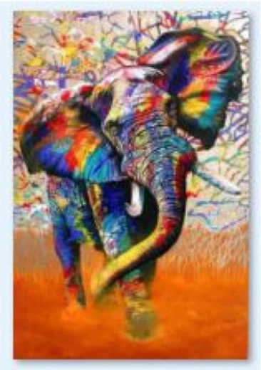 Diamond painting (haft diamentowy) farvet elefant 30 × 40 cm - 1 stk.