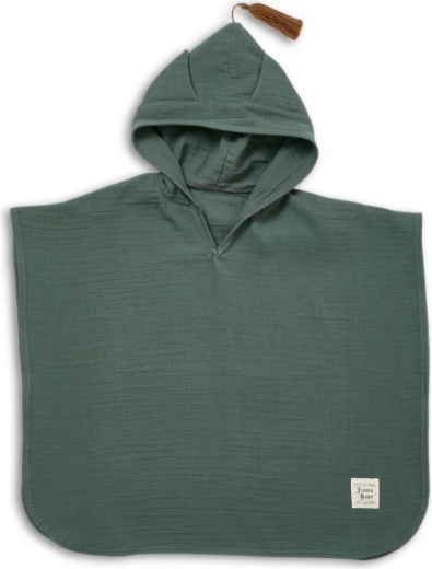 Funnababy muslinponcho med hætte Ivy Green