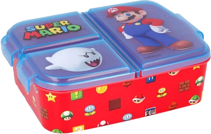 Stor stor madkasse Super Mario med 3 rum (blå-rød)