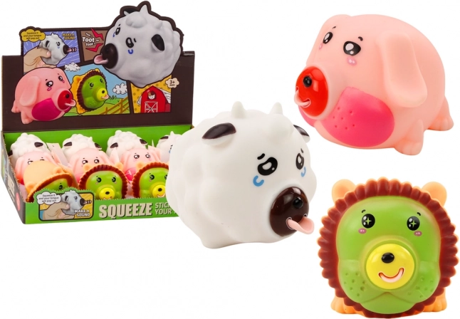 Dyreknæ Løve Gris Ko Antistress blød figur MIX