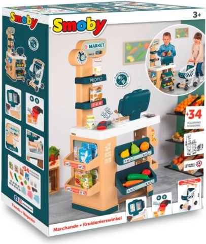 Børnesupermarked med elektronisk kasseapparat