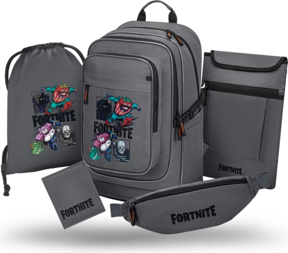 Baagl skolesæt 5 dele Cubic Fortnite Squad (rygsæk, pose, bæltetaske, cover til bærbar, pung) GRS