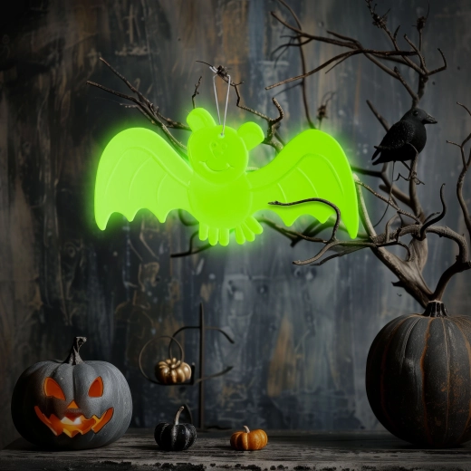 Fosforescerende Halloween-dekoration med flagermus 20 × 10 cm