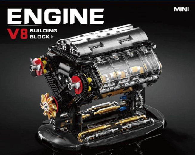 Byggesæt til V8-motor, 502 dele