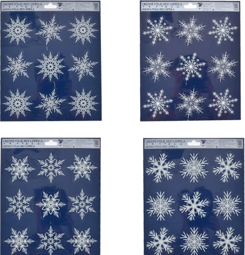 Vinduesdekorationsfolie med glitrende snefnug 24 × 27 cm (4 varianter)