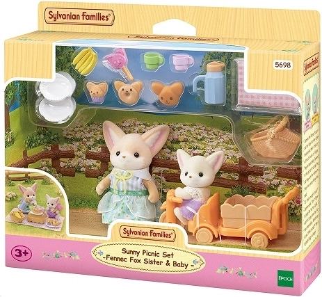 Sylvanian Families fennek-rævefamilie på picnic