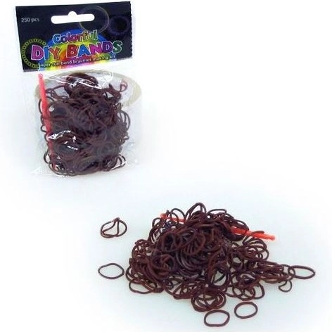 Sæt elastiske gummibånd til at flette smykker – brun (250 stk.)