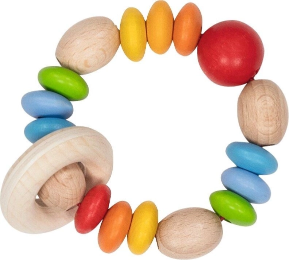Taktil ring regnbue med elastiske perler - 1 stk.
