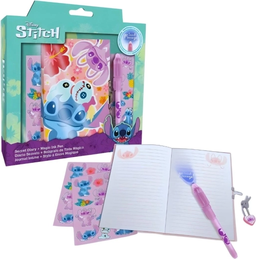 Gavesæt: hemmelig pen, notes og klistermærker – Lilo og Stitch