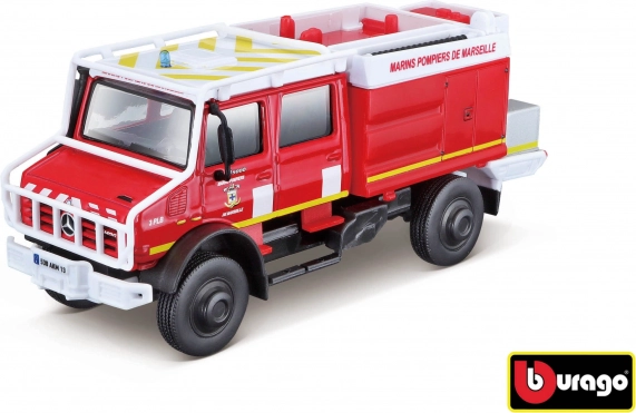 Bburago redningskøretøj Mercedes‑Benz Unimog U5023 Brandvæsen 1:50