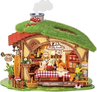 RoboTime DIY 3D-træminiature af huset Fluffy Grove i den fortryllede skov