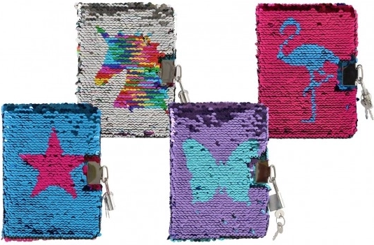 Notesbog med pailletter og lås TEDDIES