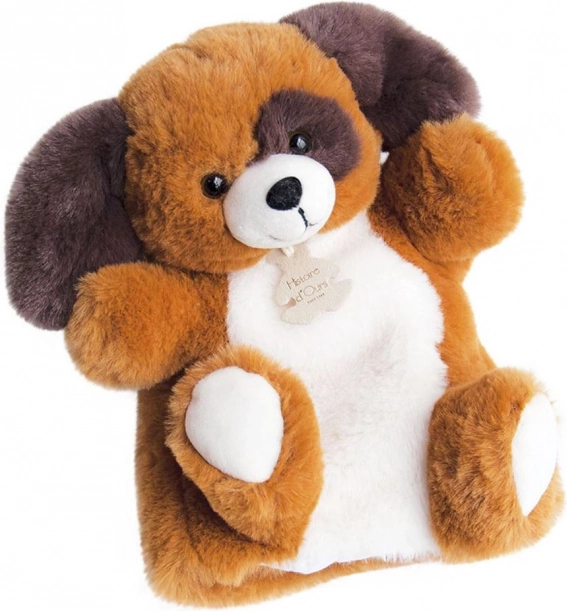 Doudou Histoire d'Ours plysbamsen hånddukke hund