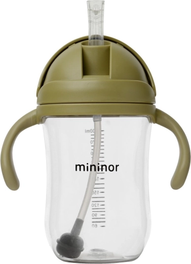 Mininor flaske med sugerør Tritan 330 ml moss green