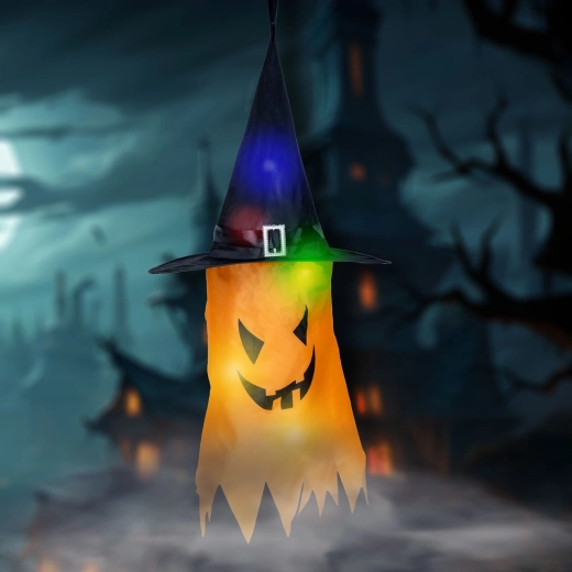 Halloween-hængende LED-dekoration – gul spøgelse