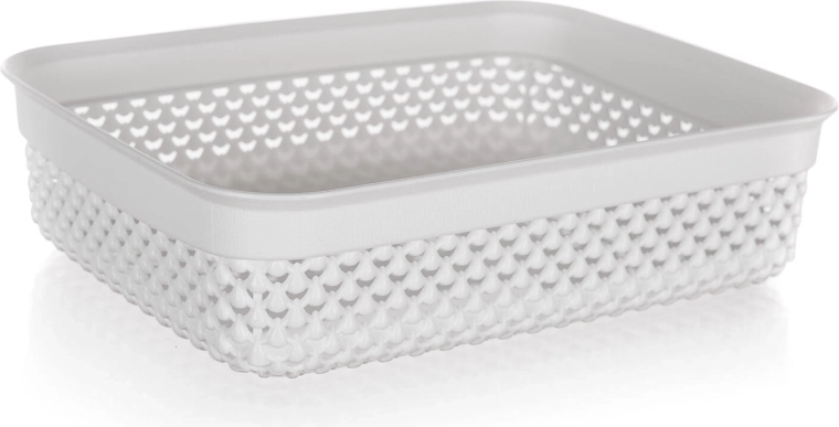 Plastikkurv i rattanlook hvid 2,2 l 24,5 × 19,5 × 6 cm