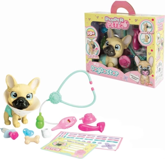 Figur PAMPER PETZ veterinærsæt med fransk bulldog