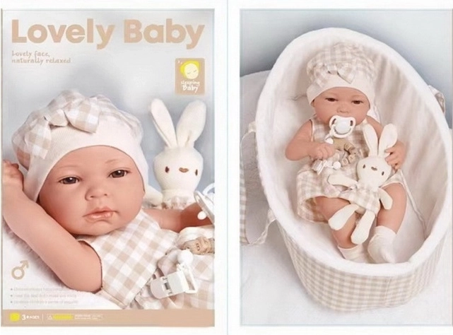 Babydukke 38 cm med bæresele