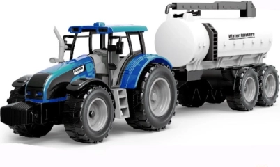 Traktor med svinghjul og trailer