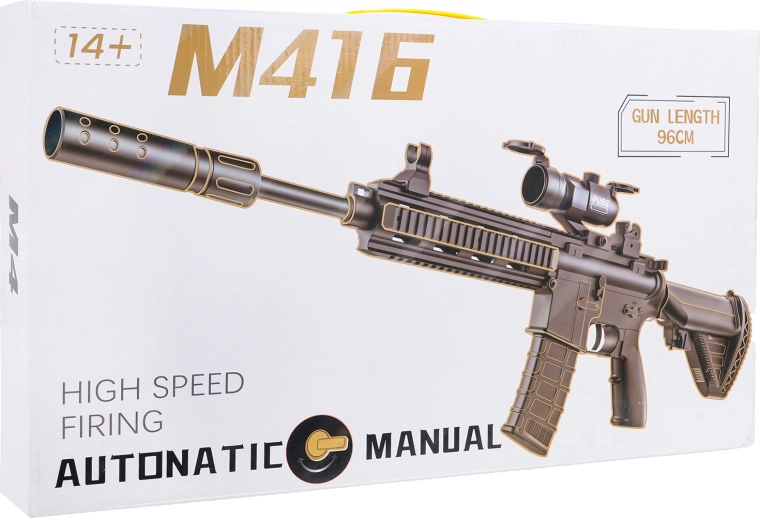 M416-karabin i grå til vandgelkugler med tilbehør