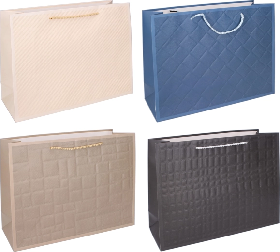 Gavepose L 32 × 38 × 12 cm – elegant præget design, farvemix