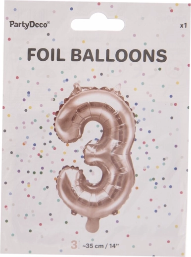 Folieballon tal 3 perlemorsrosa 35 cm