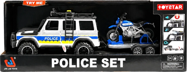 Politiets terrængående bil med trailer og motorcykel - 1 stk.