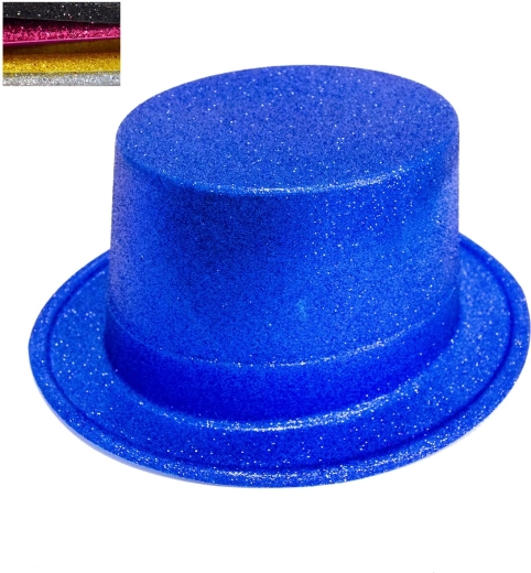 Partyhat af plast med glitrende effekt (mix af farver)