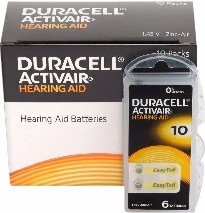 Høreapparatbatterier DURACELL Activair 10, 6 stk.