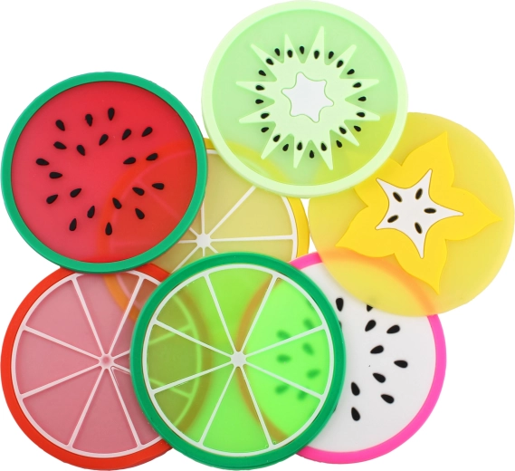 Glasbrik med frugtmotiv 8,5 × 8,5 cm PVC