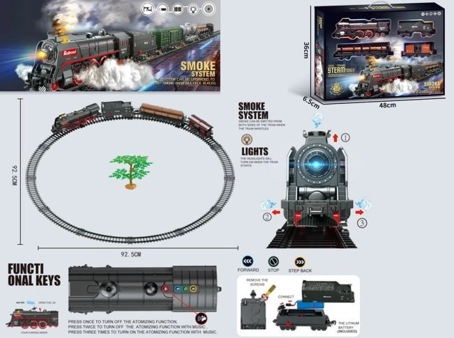togbane-sæt, 48 dele, røg, lys og lyd