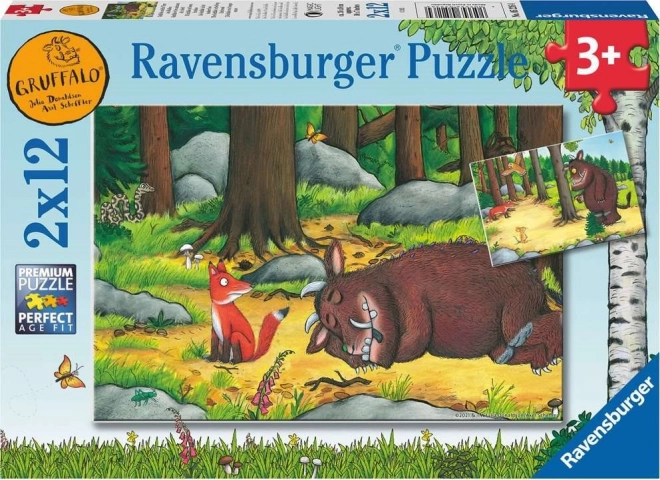 RAVENSBURGER puslespil Gruffalo og dyrene i skoven 2x12 brikker