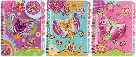 Notesbog Sommerfugl med spiralryg 10 × 14,5 cm