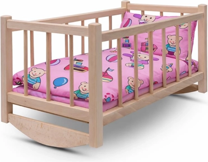 Trævugge til dukker med sengetøj BABY MIX Bears